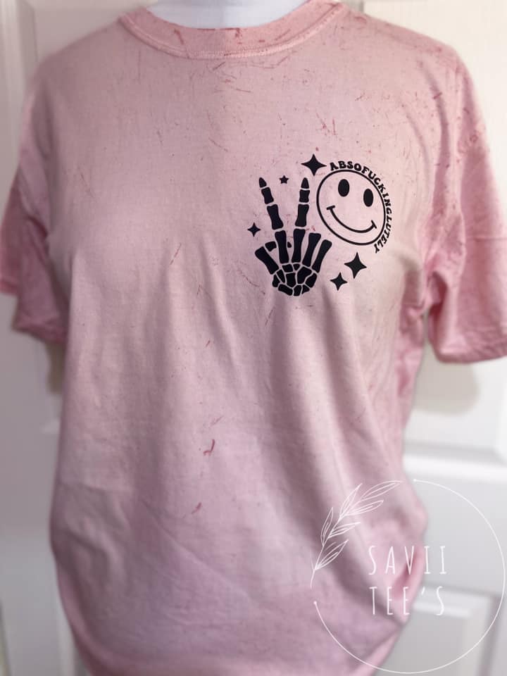 Absofuckinglutely dyed tee with pocket print
