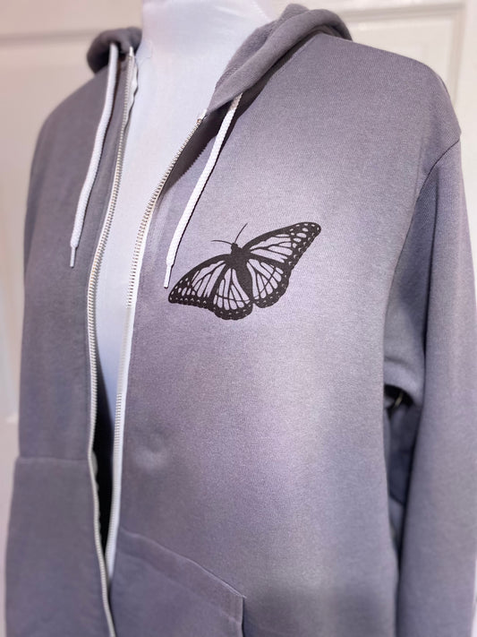 If you can read this you are loved zip up hoodie grey