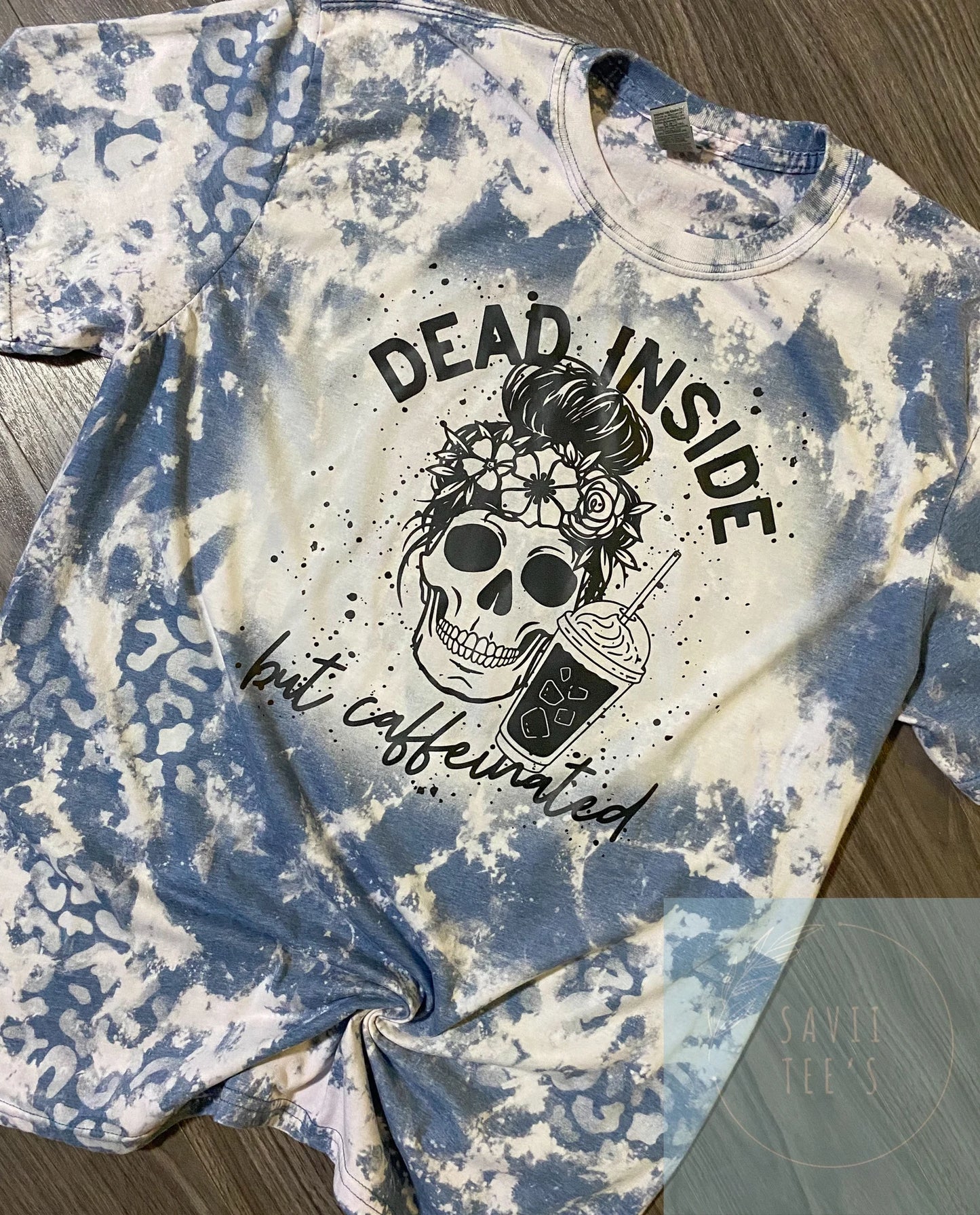 Dead Inside but caffeinated bleached t-shirt