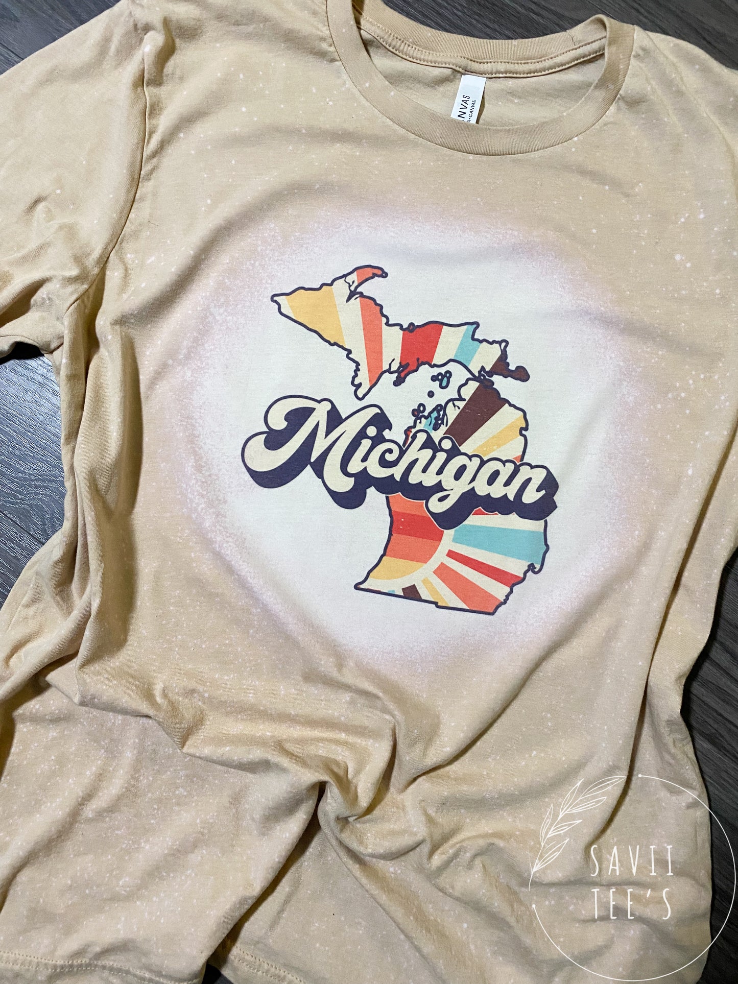 Retro Michigan Bleached Tee (Ready to ship)