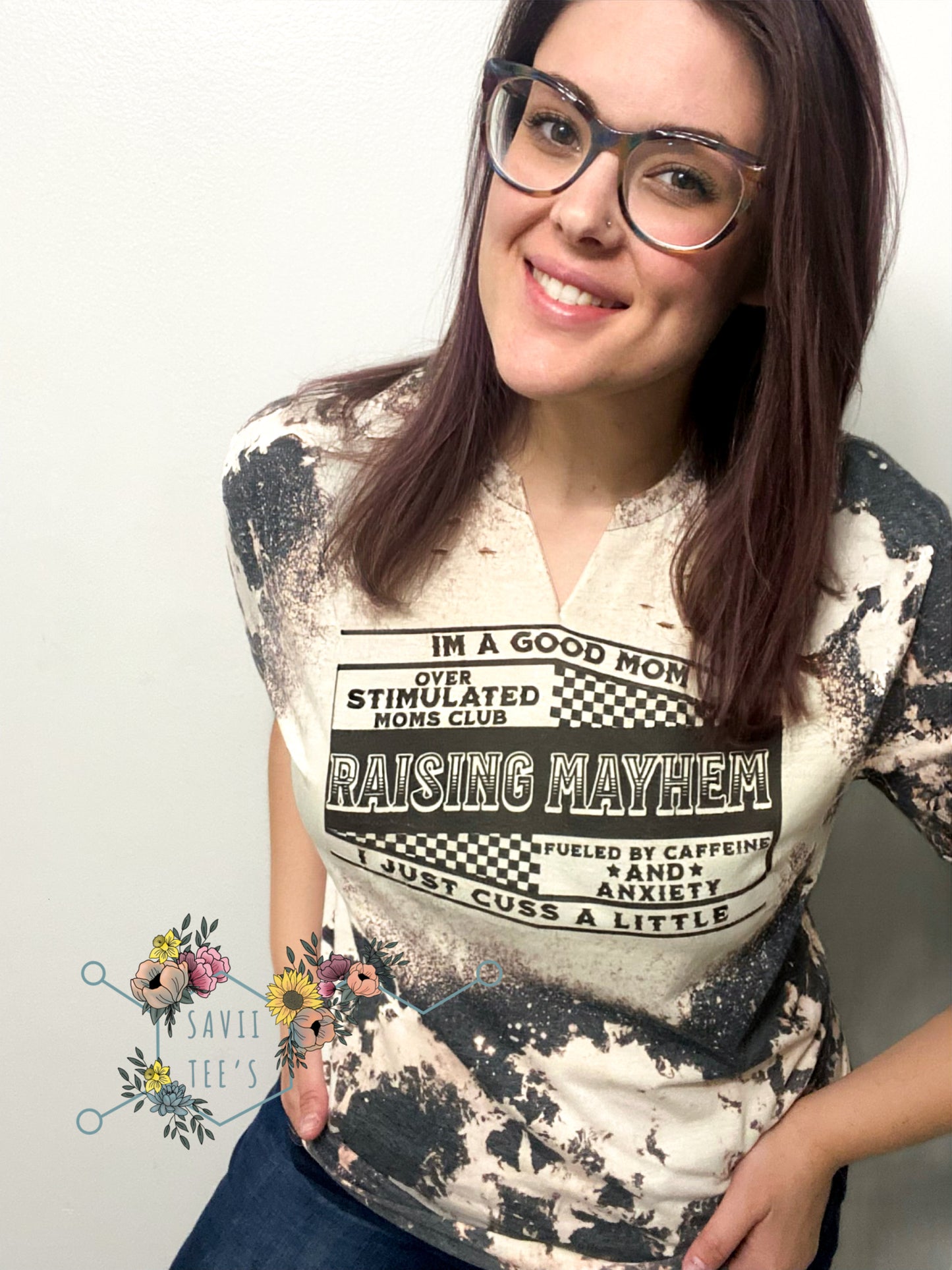 Raising Mayhem (caffeine) bleached tee