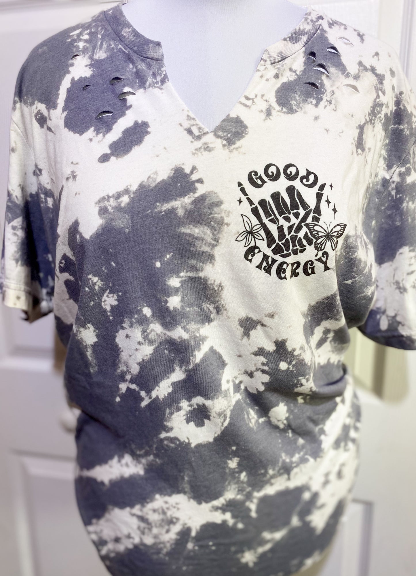 Good Energy is contagious bleached tee