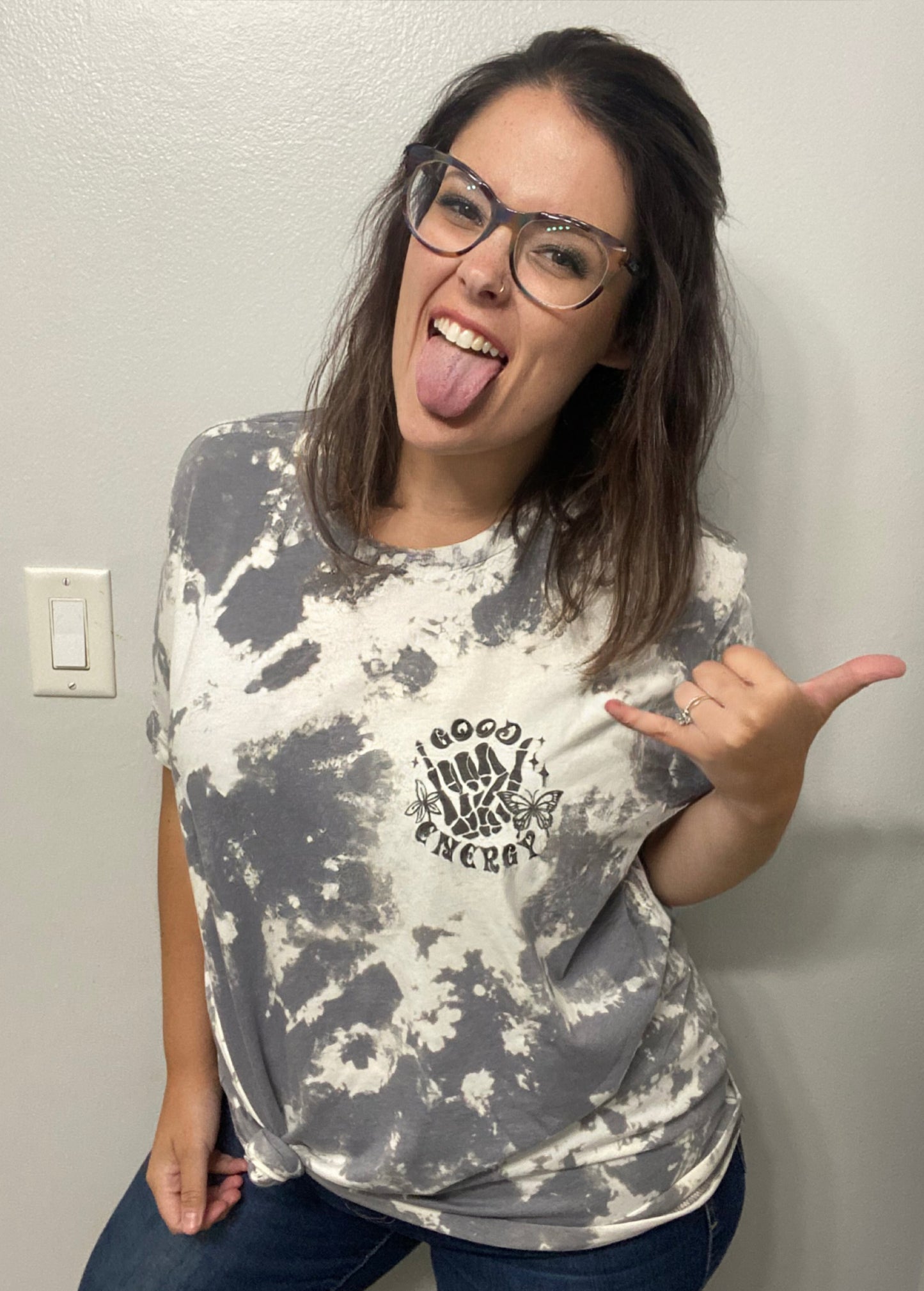 Good Energy is contagious bleached tee