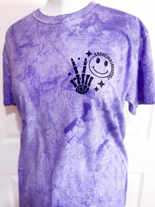 Absofuckinglutely dyed tee with pocket print