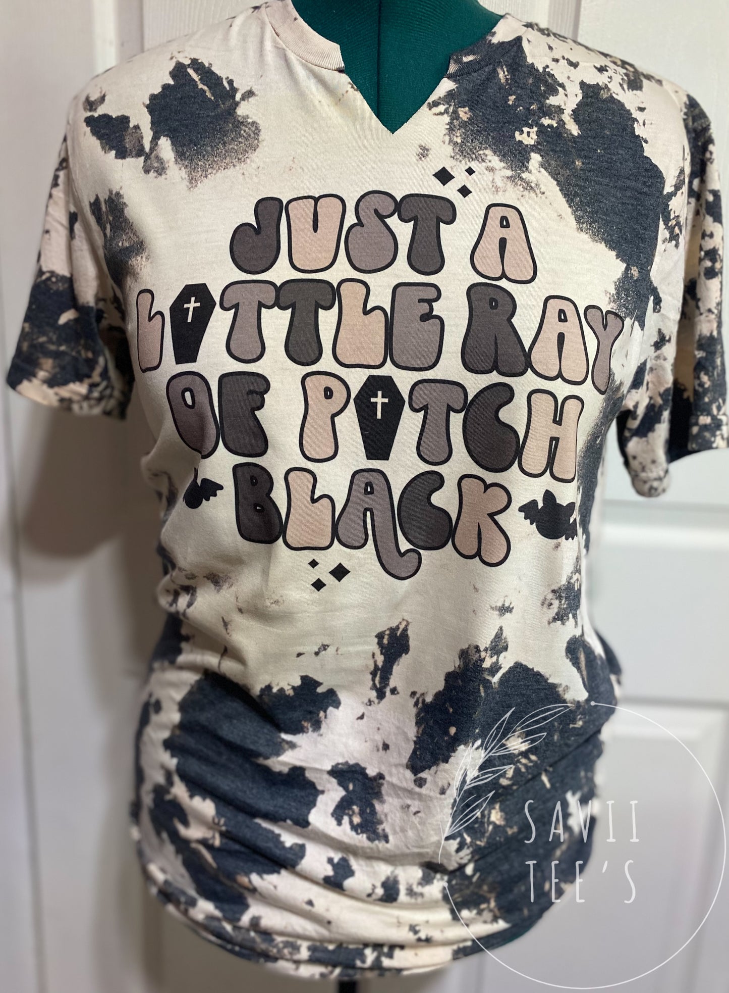 Just a little ray of pitch black bleached tee