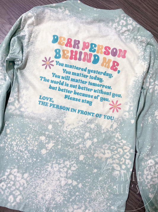 Bleached retro dusty blue dear person behind me (short or long sleeve)