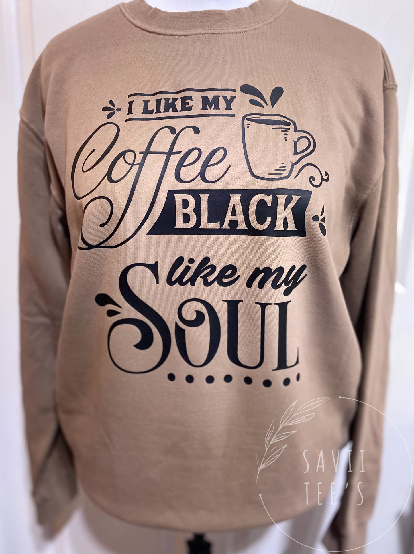 I like my coffee black vintage wash crew neck sweatshirt