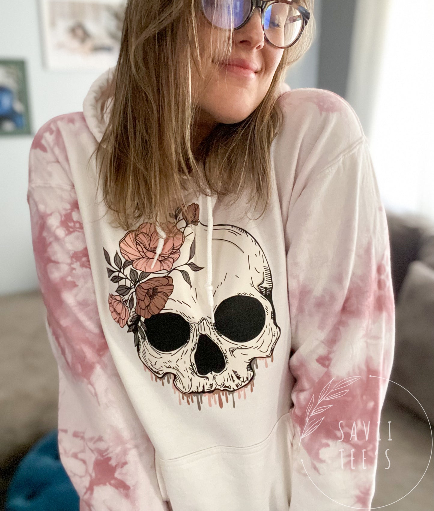 Rose Dye Skellie Hoodie or Sweat set