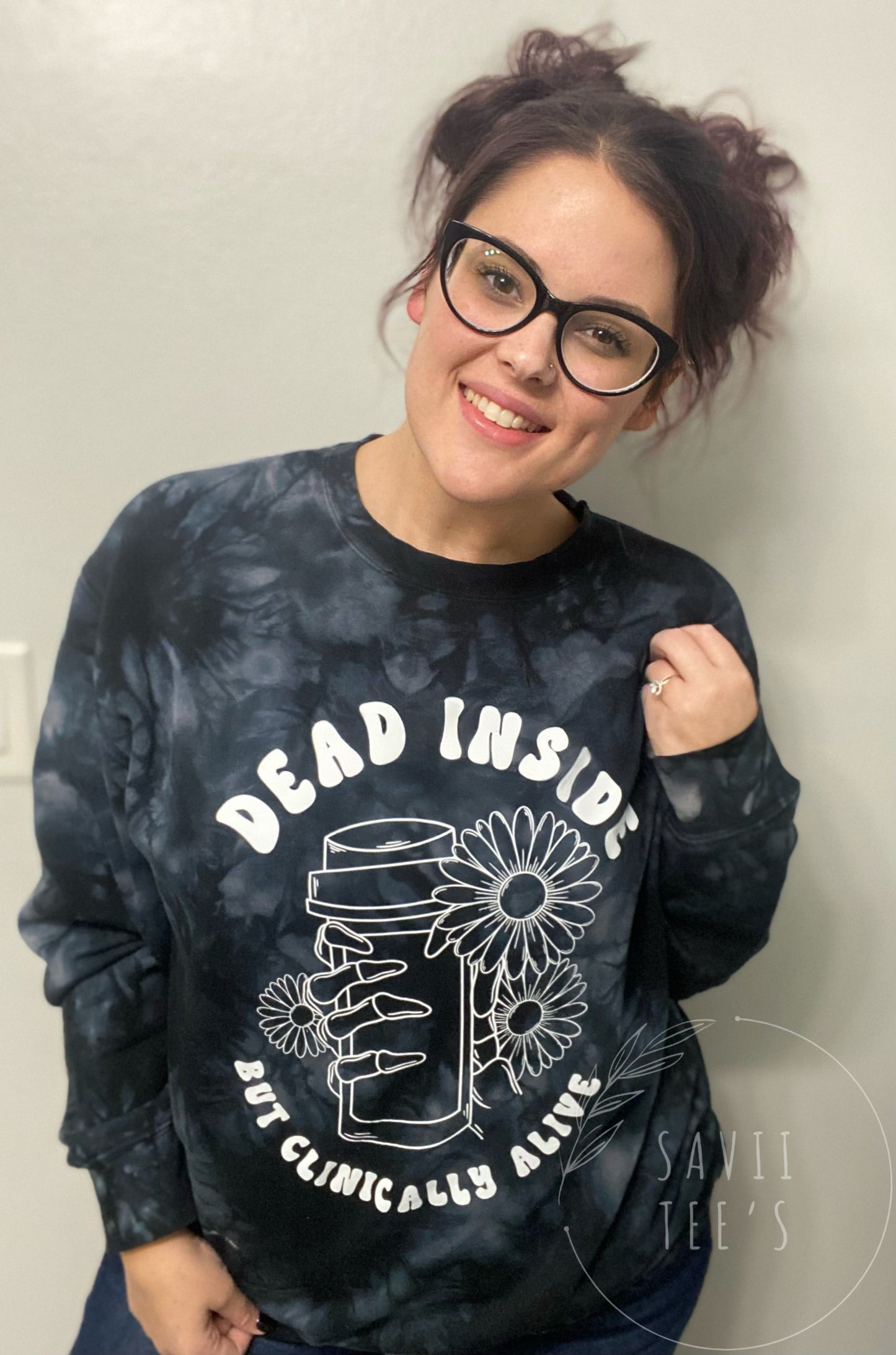 Dead inside but clinically alive luxury crew neck