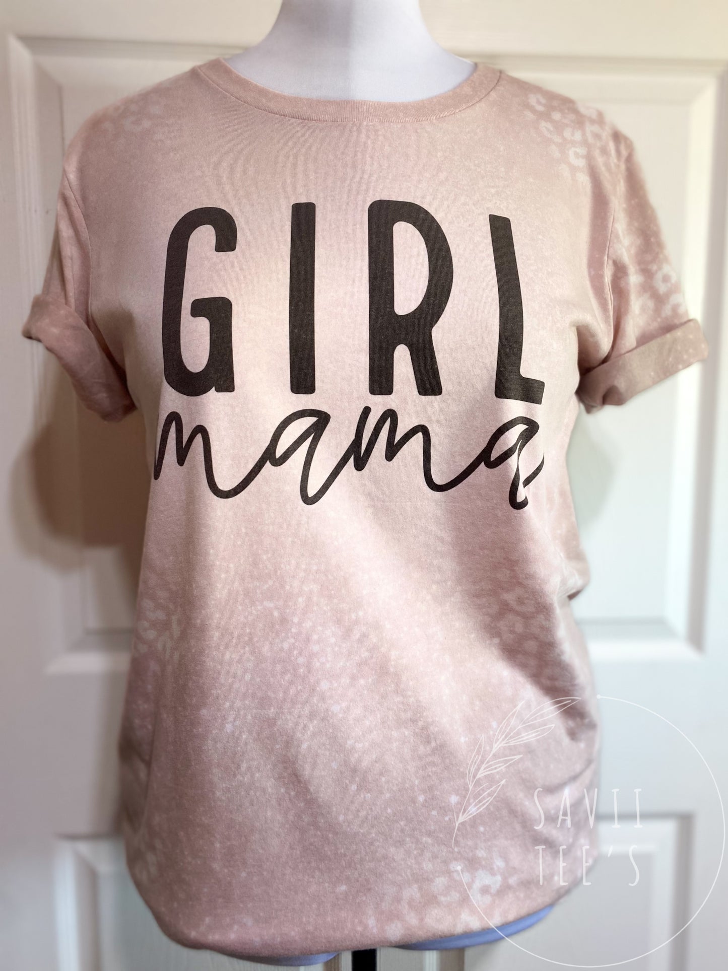 Girl Mama leopard bleach (short or long sleeve)