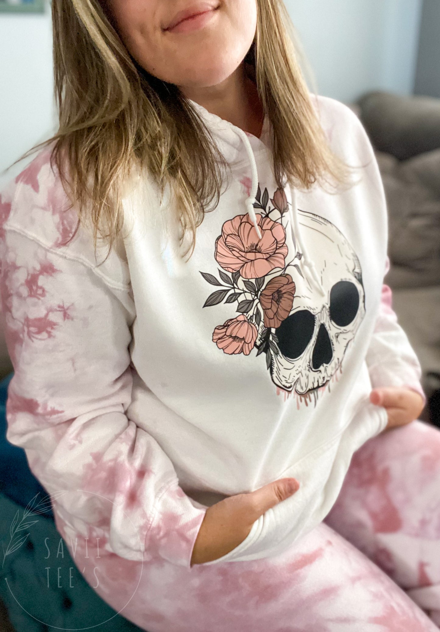 Rose Dye Skellie Hoodie or Sweat set